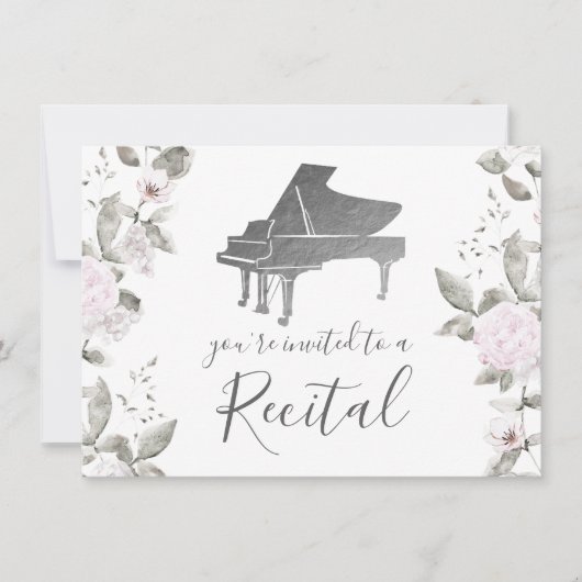 Invitation fleurs d'aquarelle du piano (Devant)