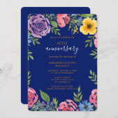 Invitation fleurs d'aquarelle élégant mariage 50e anniversair (Devant / Derrière)