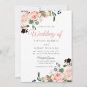 Invitation Fleurs d'aquarelle en bleu clair Design Mariage mo (Devant)