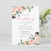 Invitation Fleurs d'aquarelle en bleu clair Design Mariage mo (Debout devant)