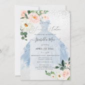 Invitation Fleurs d'aquarelle en Sweet sixteen bleu roux (Dos)