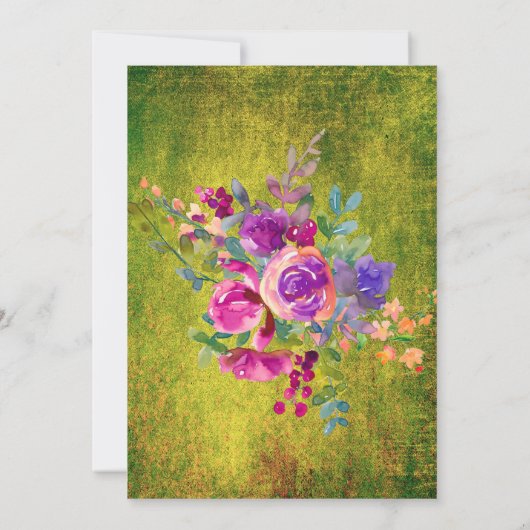 Invitation Fleurs d'aquarelle Enregistrer la date (Dos)