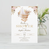 Invitation Fleurs d'aquarelle et Baby shower de laiton Pampas (Debout devant)