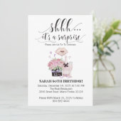 Invitation Fleurs d'aquarelle et champagne Anniversaire surpr (Debout devant)