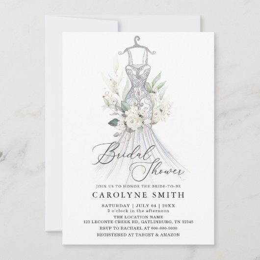 Invitation Fleurs d'aquarelle et Fête des mariées de verdure (Devant)