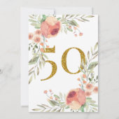 Invitation Fleurs d'aquarelle et Gold 50e anniversaire (Dos)