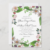 Invitation Fleurs d'aquarelle et Mariage de baies (Devant)