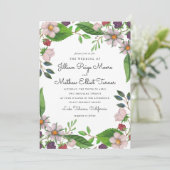 Invitation Fleurs d'aquarelle et Mariage de baies (Debout devant)