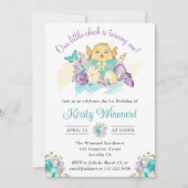Invitation Fleurs d'aquarelle et mignonne poussette 1er anniv (Devant)