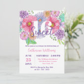 Invitation Fleurs d'aquarelle et verdure doux 16 Anniversaire (Debout devant)