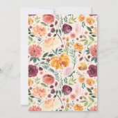 Invitation Fleurs d'aquarelle Fête de l'mariée marine (Dos)