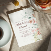 Invitation Fleurs d'aquarelle Fête des mères Brunch Invitatio