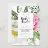 Invitation Fleurs d'aquarelle Feuillage douche de mariée (Devant)