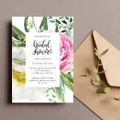 Invitation Fleurs d'aquarelle Feuillage douche de mariée