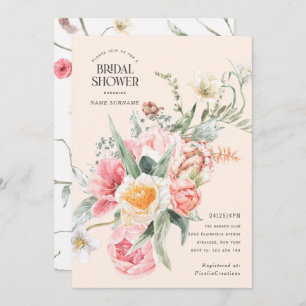 Invitation Fleurs d'aquarelle fleurie chic jardin de printemp