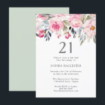 Invitation Fleurs d'aquarelle floue Élégante 21e anniversaire<br><div class="desc">Fleurs d'aquarelle floue élégante 21e anniversaire Invitation belle élégante aquarelle florale design Entièrement personnalisable / personnalisé</div>