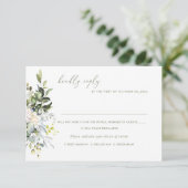 Invitation Fleurs d'aquarelle gomme bleue Eucalyptus, repas R (Debout devant)