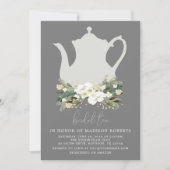 Invitation Fleurs d'aquarelle gris thé nuptiale (Devant)