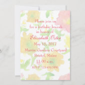 Invitation Fleurs d'aquarelle jaune fête d'anniversaire (Dos)