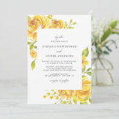 Invitation Fleurs d'aquarelle jaune Mariage de printemps (Debout devant)