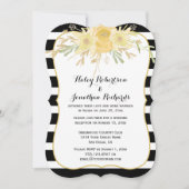 Invitation Fleurs d'aquarelle jaune Mariage étincelles d'or (Devant)