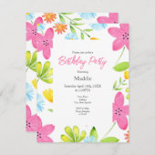 Invitation Fleurs d'aquarelle jetées (Devant / Derrière)