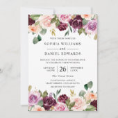 Invitation Fleurs d'aquarelle magnifiques été ou Mariage de a (Devant)