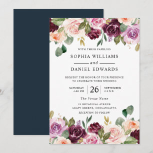 Invitation Fleurs d'aquarelle magnifiques été ou Mariage de a
