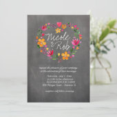 Invitation Fleurs d'aquarelle Mariage de couronnes| gris (Debout devant)