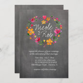 Invitation Fleurs d'aquarelle Mariage de couronnes| gris (Devant / Derrière)