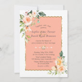Invitation Fleurs d'aquarelle moderne Vivre Coral Mariage (Devant)