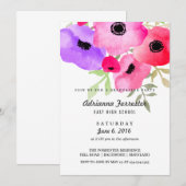 Invitation Fleurs d'aquarelle modernes (Devant / Derrière)