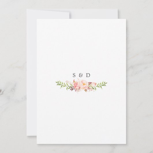 Invitation Fleurs d'aquarelle modernes Mariage or (Dos)