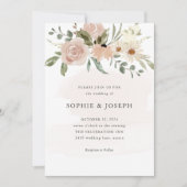 Invitation Fleurs d'aquarelle neutres Boho simples | MARIAGE (Devant)