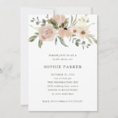 Invitation Fleurs d'aquarelle neutres simples | FÊTE DES MARI (Devant)