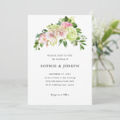 Invitation Fleurs d'aquarelle neutres simples | Mariage blanc (Debout devant)