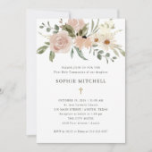 Invitation Fleurs d'aquarelle neutres simples Première commun (Devant)