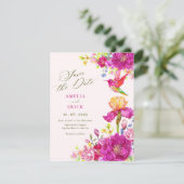 Invitation Fleurs d'aquarelle oiseau mariage (Debout devant)