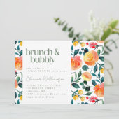 Invitation Fleurs d'aquarelle orange rustique Brunch Bubbly (Debout devant)