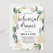 Invitation Fleurs d'aquarelle Parties scintillant d'or Dîner  (Devant)