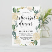 Invitation Fleurs d'aquarelle Parties scintillant d'or Dîner  (Debout devant)