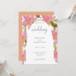 Invitation Fleurs d'aquarelle Pastel Boho Rose