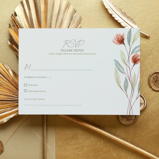 Invitation Fleurs d'aquarelle Pastel Green-RSVP CARD