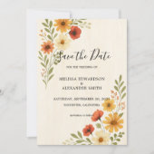 Invitation Fleurs d'aquarelle photo mariage Enregistrer la da (Devant)