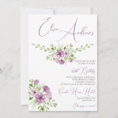 Invitation Fleurs d'aquarelle romantique 100e anniversaire (Devant)
