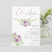 Invitation Fleurs d'aquarelle romantique 100e anniversaire (Debout devant)