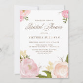 Invitation Fleurs d'aquarelle romantique Fête des mariées Inv (Devant)