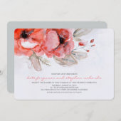 Invitation Fleurs d'aquarelle romantique Mariage lunaire (Devant / Derrière)