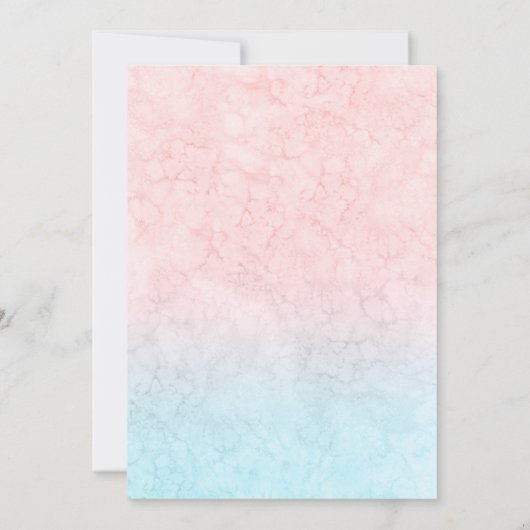 Invitation Fleurs d'aquarelle rose bleu mariage (Dos)