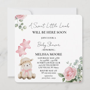 Invitation Fleurs d'aquarelle rose doux